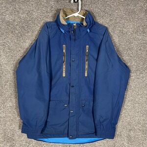REI Jacket Mens Large Blue Nylon Hiking Windbreaker Full Zip Pockets Lined VTG
